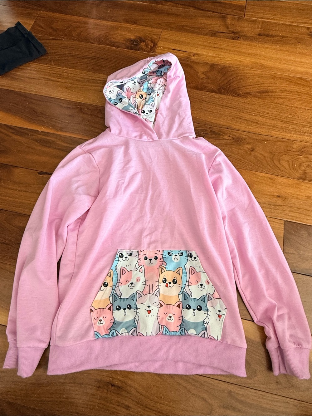 Pink Small Pets Hoodie with Cute Cat Print size 10